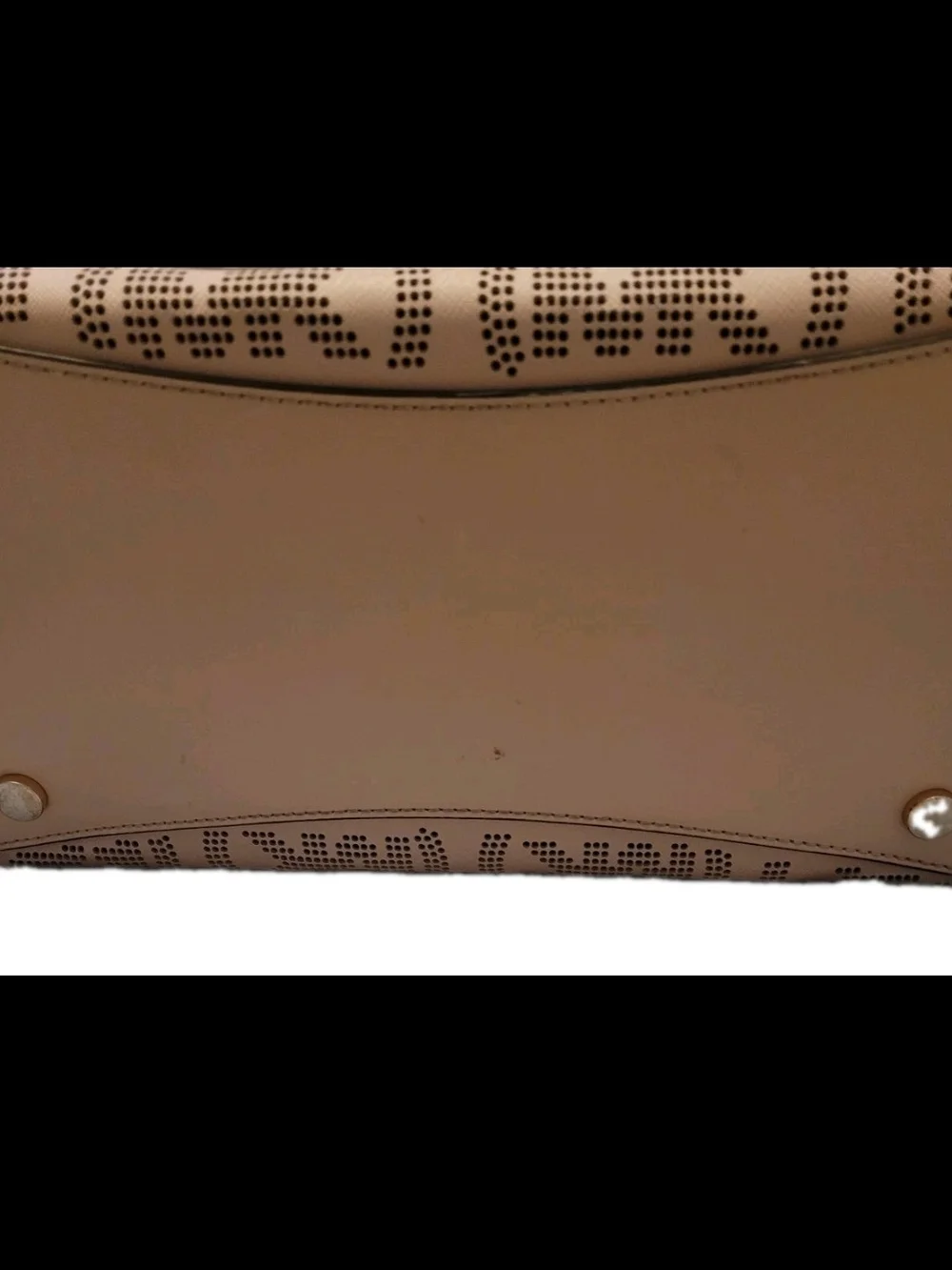 Michael Kors MK Logo Perforated Pink Blush Tote Shoulder Bag Gold Hardware